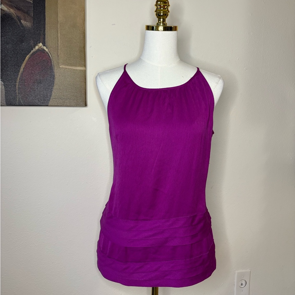 LOFT Magenta Satin Tank Top